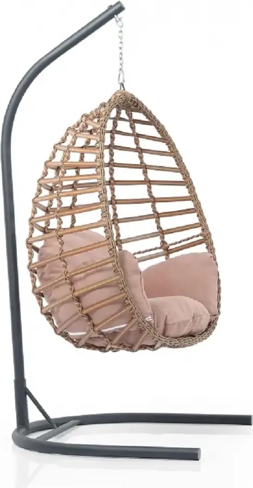 Balansoar scaun suspendat din rattan pentru exterior interior 205x110x95 cm