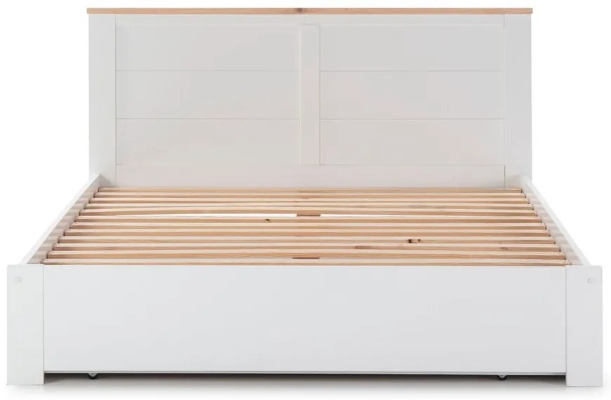 Pat matrimonial alb cu spațiu de depozitare 140x190 cm Gabi – Marckeric