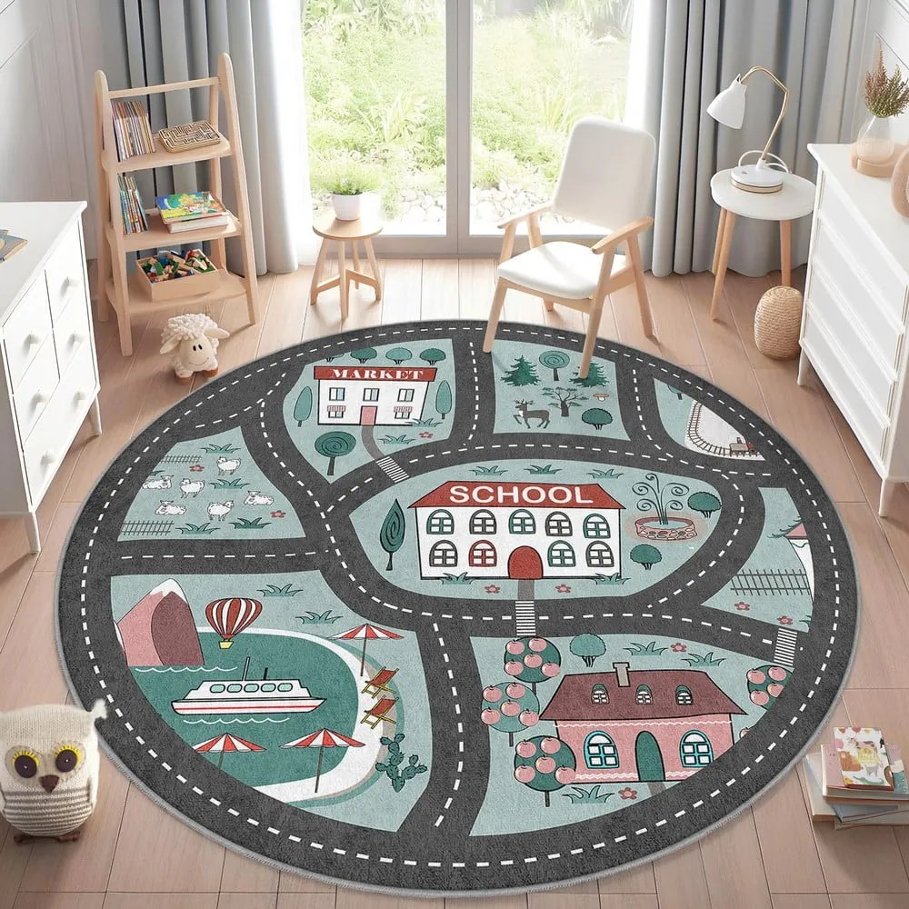 Covor de joacă pentru copii lavabil ø150 cm Happy Neighbourhood – Mila Home