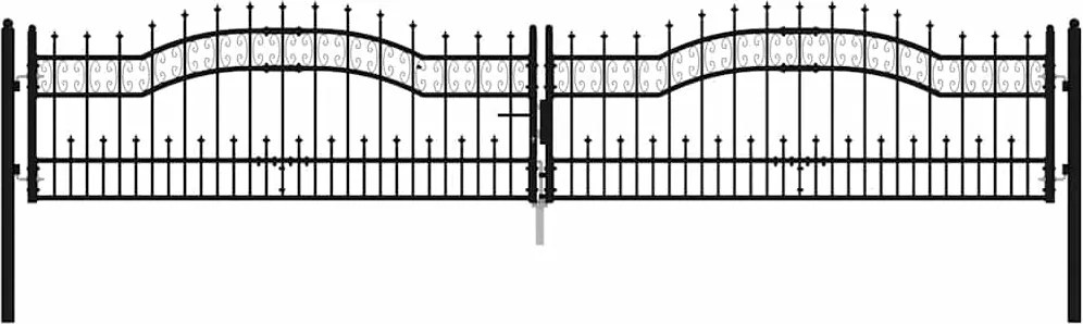 vidaXL Poartă de gard Kampen cu vârf tip suliță, negru, 394,5x78 cm, oțel