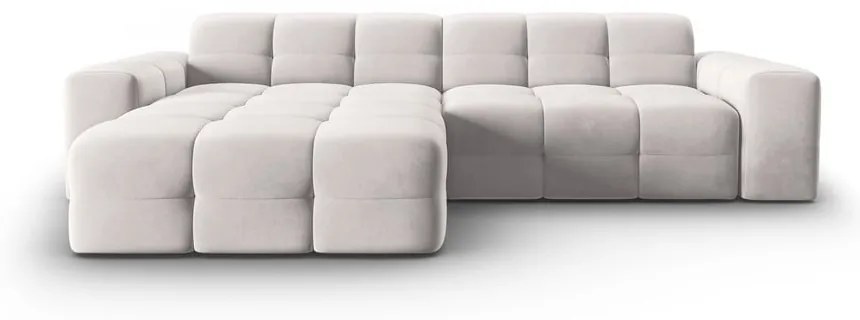 Colțar gri deschis cu tapițerie din catifea (pe partea stângă) Kendal – Micadoni Home