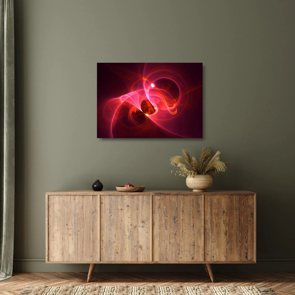 Tablou pe sticlă modern cu abstacție roz (70x50 cm)