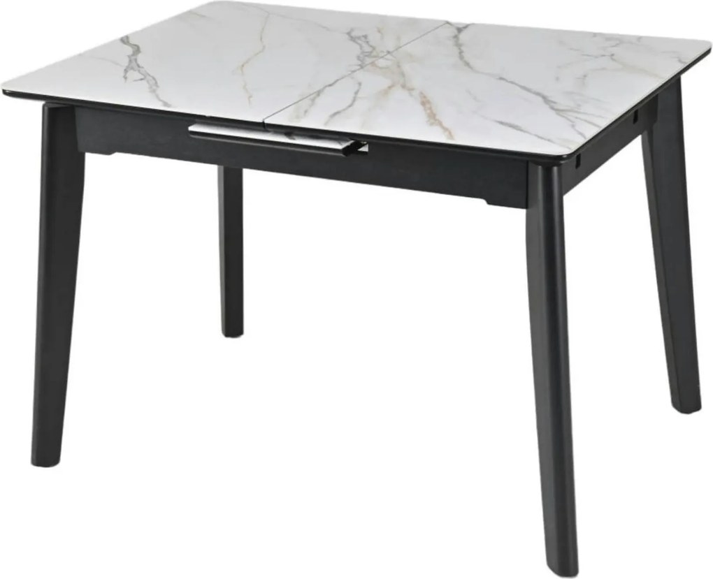 Masa extensibila OSTEN, alb cu efect de marmura/auriu/negru, 110/140x8