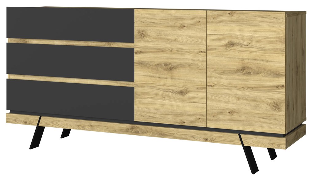 Comodă Stacee (Stejar navarra + negru). 1053246