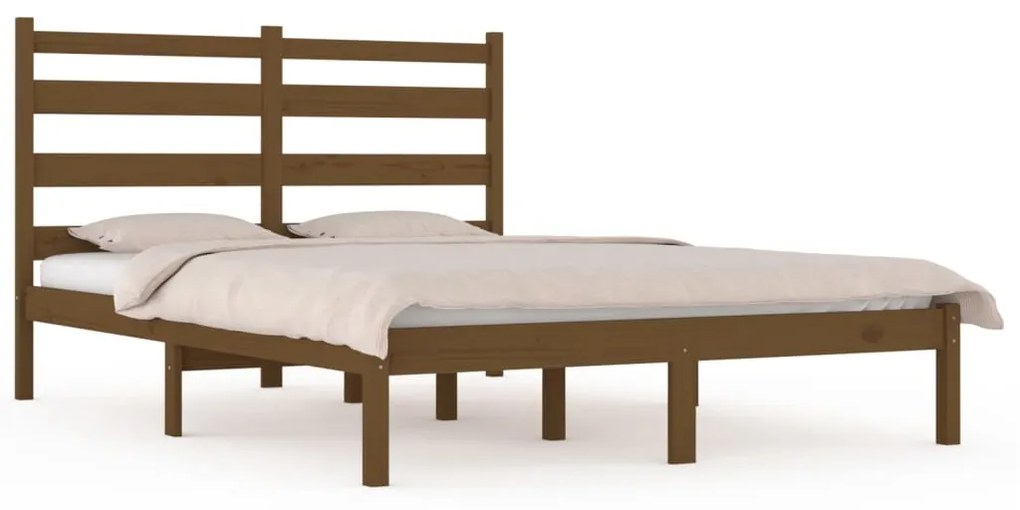 3103651 vidaXL Cadru de pat, maro miere, 140x190 cm, lemn masiv de pin