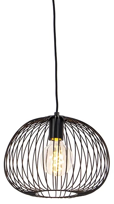 Lampă pandantiv de design neagră - Wire Dough