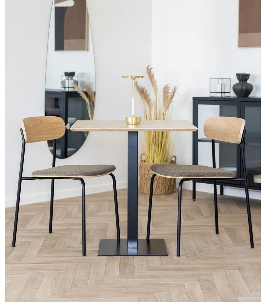 Scaun de dining negru/maro stivuibil cu aspect de lemn de frasin Estepona – House Nordic