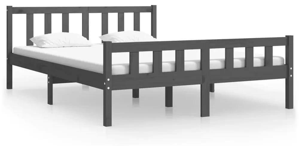 810661 vidaXL Cadru de pat, gri, 140x190 cm, lemn masiv de pin