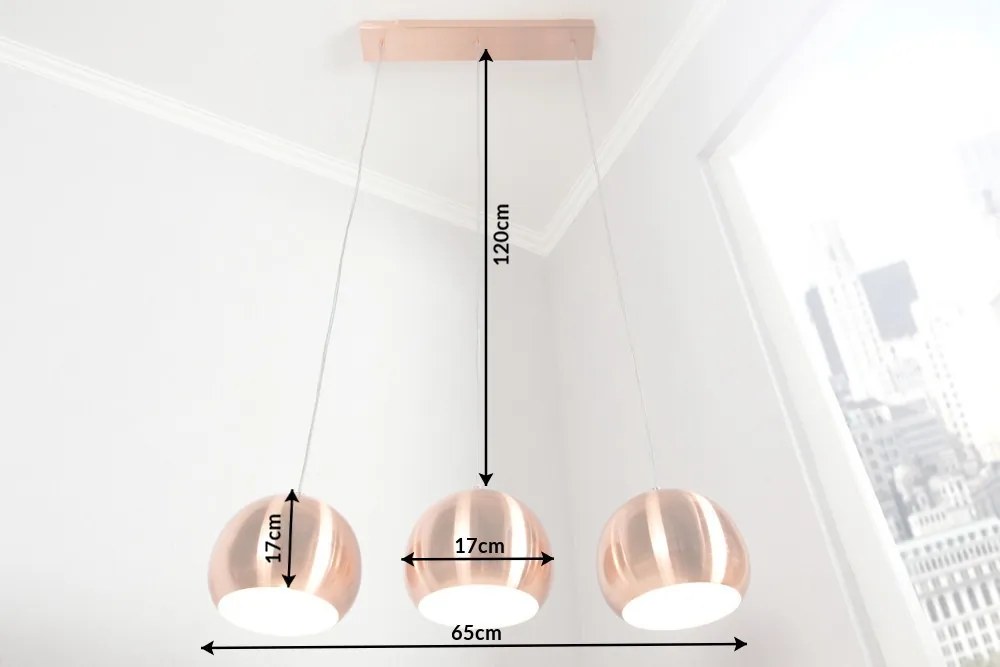 Lustra cu 3 pendule design modern Copper Ball A-22975 VC