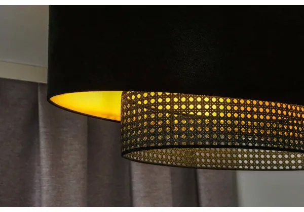 Lustră pe cablu Duolla DOUBLE OVAL RATTAN 2xE27/15W/230V negru/ratan