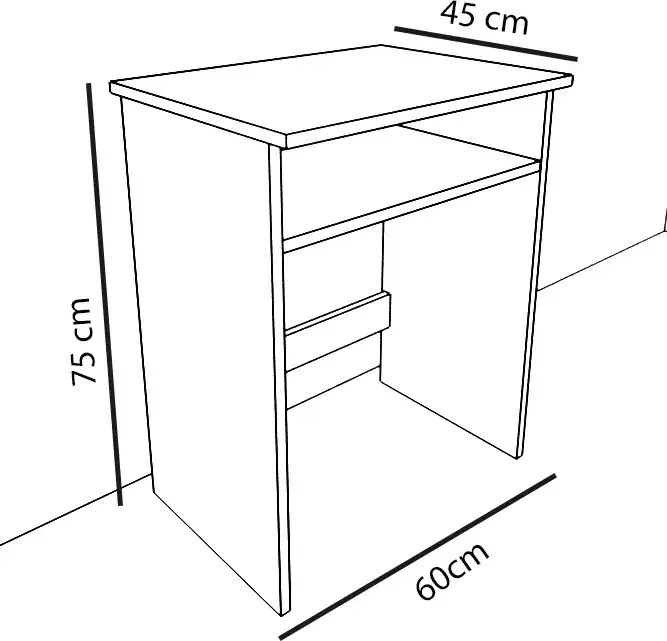 Birou compact 60×75×45 cm – PAL alb economic