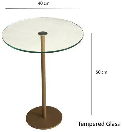 Măsuță laterală SOCIAL 50x40 cm auriu/transparent