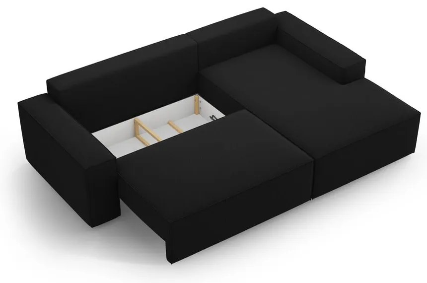 Colțar negru extensibil (cu colț pe partea dreaptă) Jodie – Micadoni Home