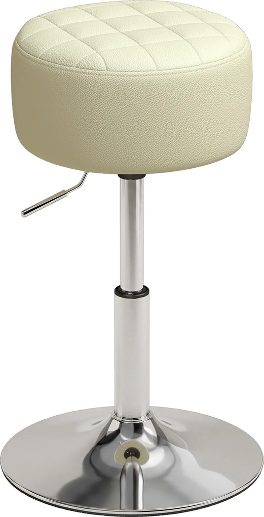 HOMCOM Scaun de Bar din Piele Ecologică PU, Reglabil pe Înălțime, Șezut Moale Gros, Rotire 360°, Pentru Insulă, Alb | Aosom Romania