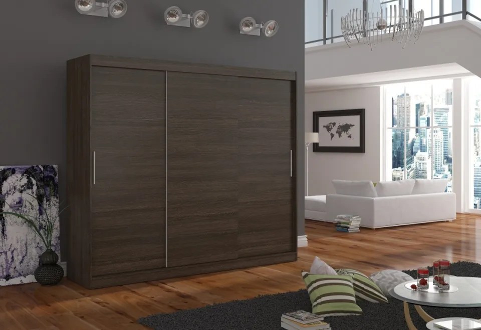 Dulap cu usi glisante 250x215 cm, Antos, ADRK (Culoare: Sonoma / Alb)