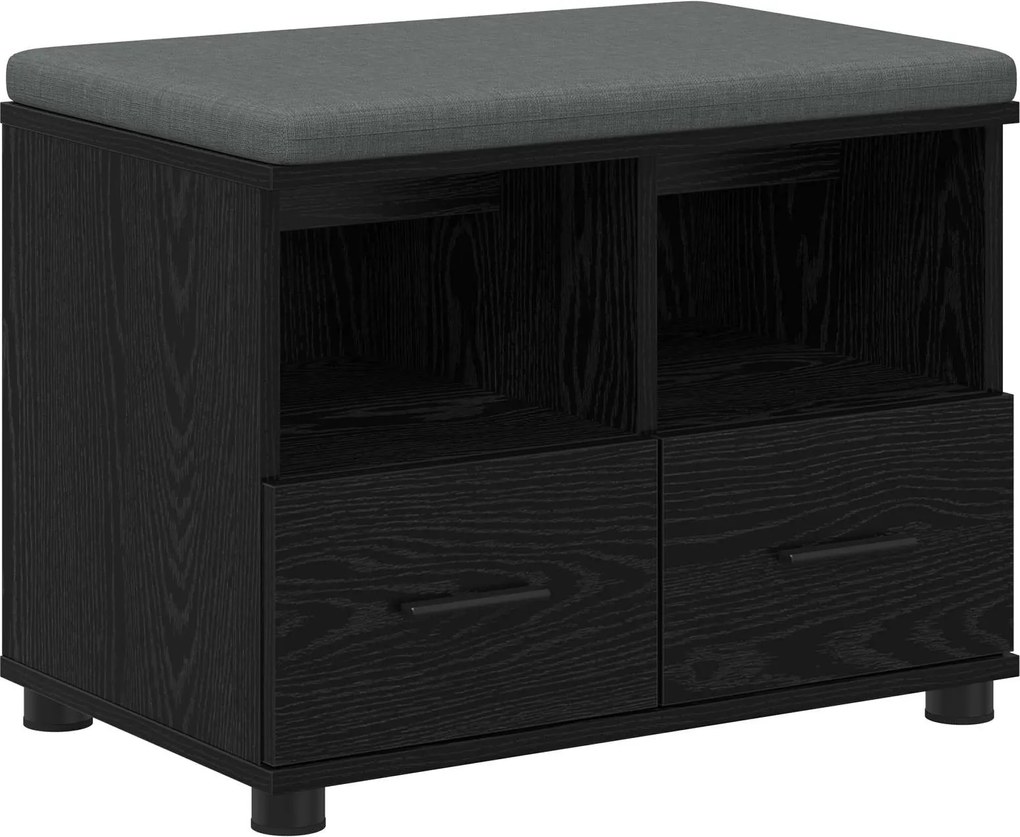 vidaXL Bancă pentru hol cu pernă cu raft Stejar Negru 60 x 38 x 46 cm