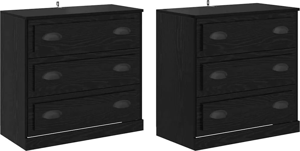 vidaXL Bufeturi 2 pcs Stejar Negru 70 x 35,5 x 67,5 cm Lemn compozit