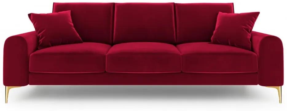 Canapea Larnite cu 4 locuri si tapiterie din catifea, rosu