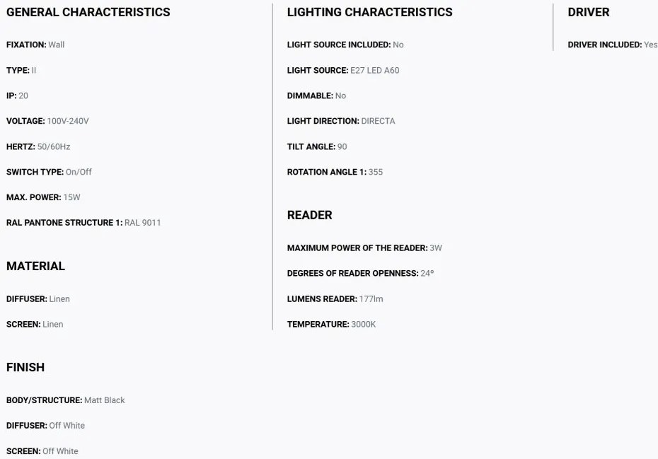 Aplica de perete cu reader LED WINDSOR negru, alb