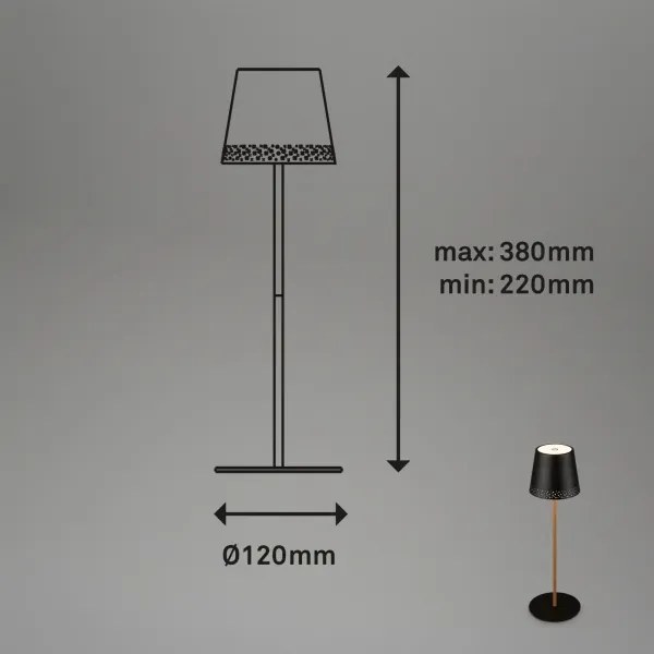 Brilo - Lampă de birou LED KIKI, reîncărcabilă, cu control tactil, LED/2,6W/5V, IP44, 2600 mAh, negru