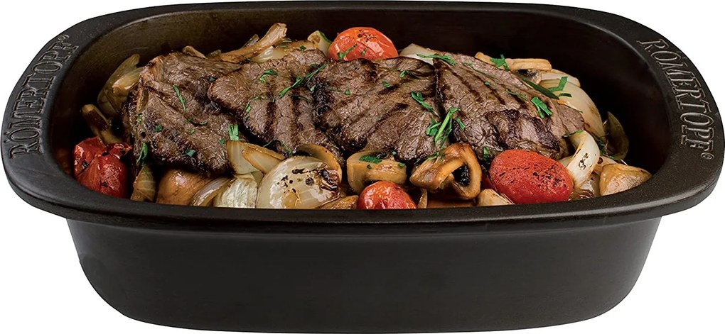 Forma Vas Cuptor Romertopf Vulcano Neagra Cuptor ( Mare 4-6 persoane)