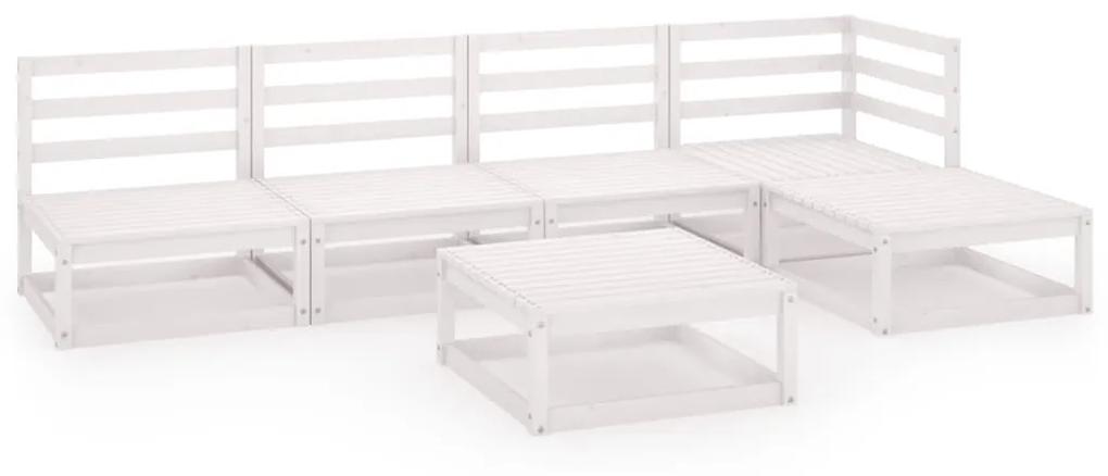 3075520 vidaXL Set mobilier de grădină, 6 piese, alb, lemn masiv de pin