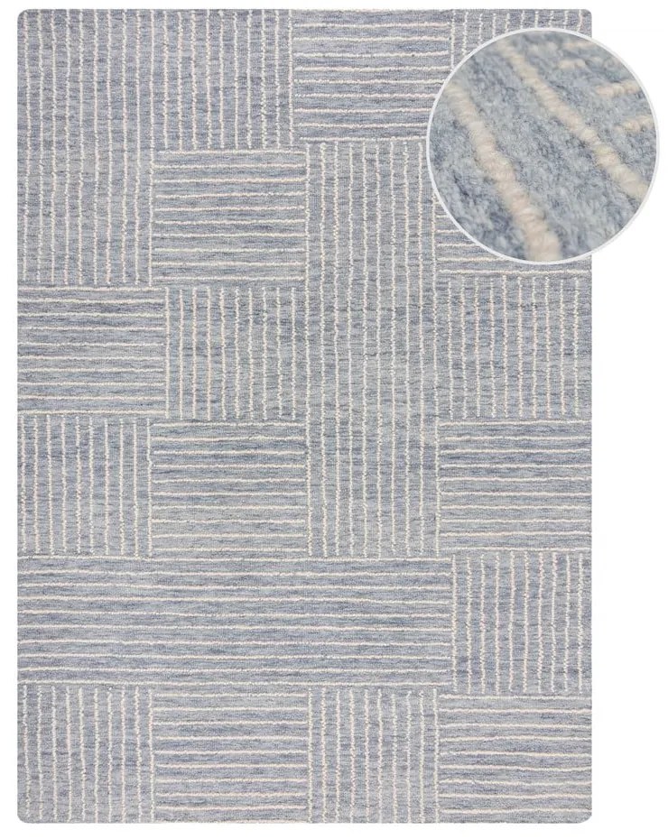 Covor albastru deschis țesut manual din lână 120x170 cm Memphis Wool – Flair Rugs