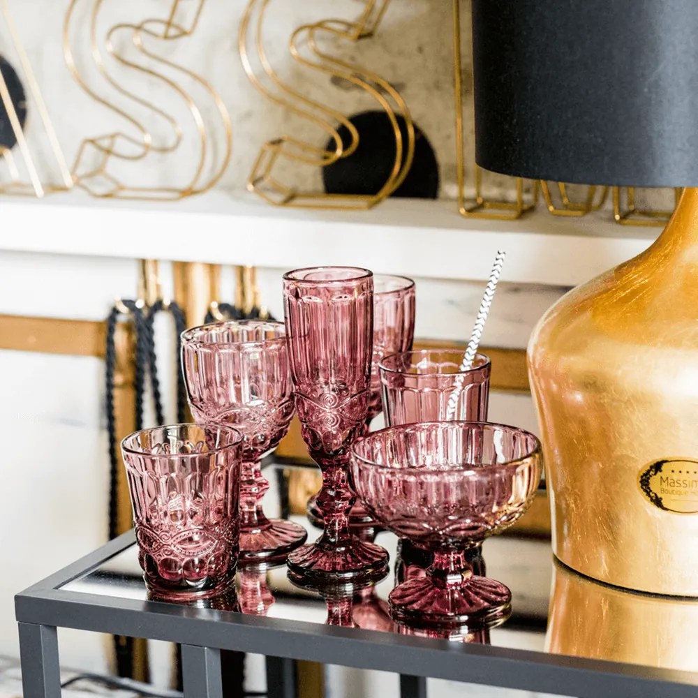 Set de pahare de apă, 6buc, 240 ml, roz, FREGATA TYPE 2