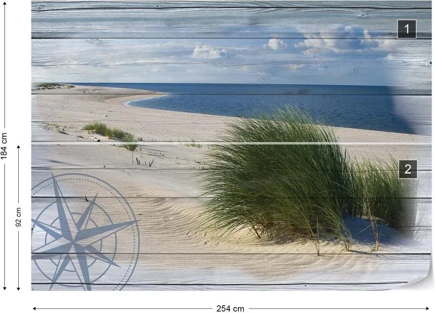 GLIX Fototapet - Rustic Coastal Wood Planks Beach Vliesová tapeta  - 254x184 cm