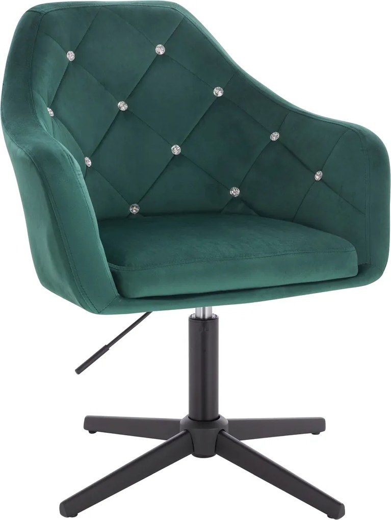 HR830CCROSS Scaun Verde Catifea cu Bază Neagră