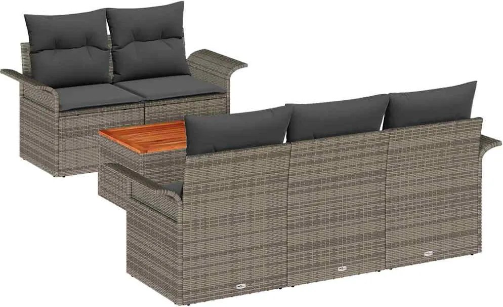 vidaXL Set de canapele pentru grădină 6 pcs Gri poliratan