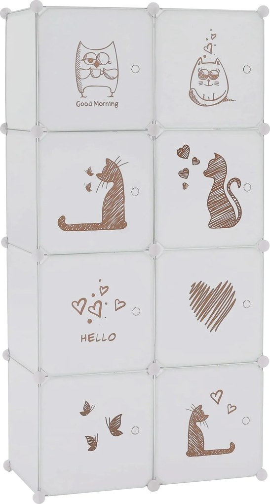 Dulap copii KIRBY, alb/maro, metal/plastic, 75x37x147 cm