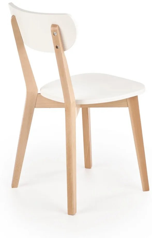 Set masa extensibila Ruben alb/stejar miere L102-142 cm + 4 scaune Buggi alb/natur