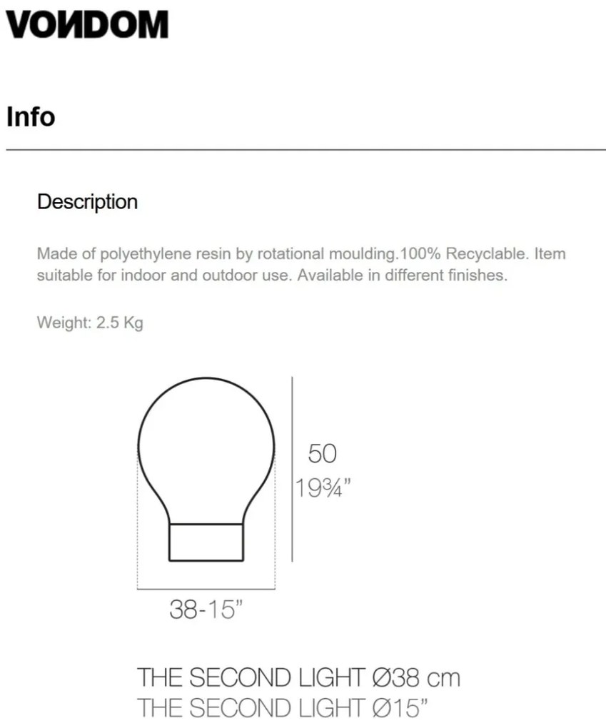 CORP DE ILUMINAT LED DECORATIV THE SECOND LIGHT 38cm