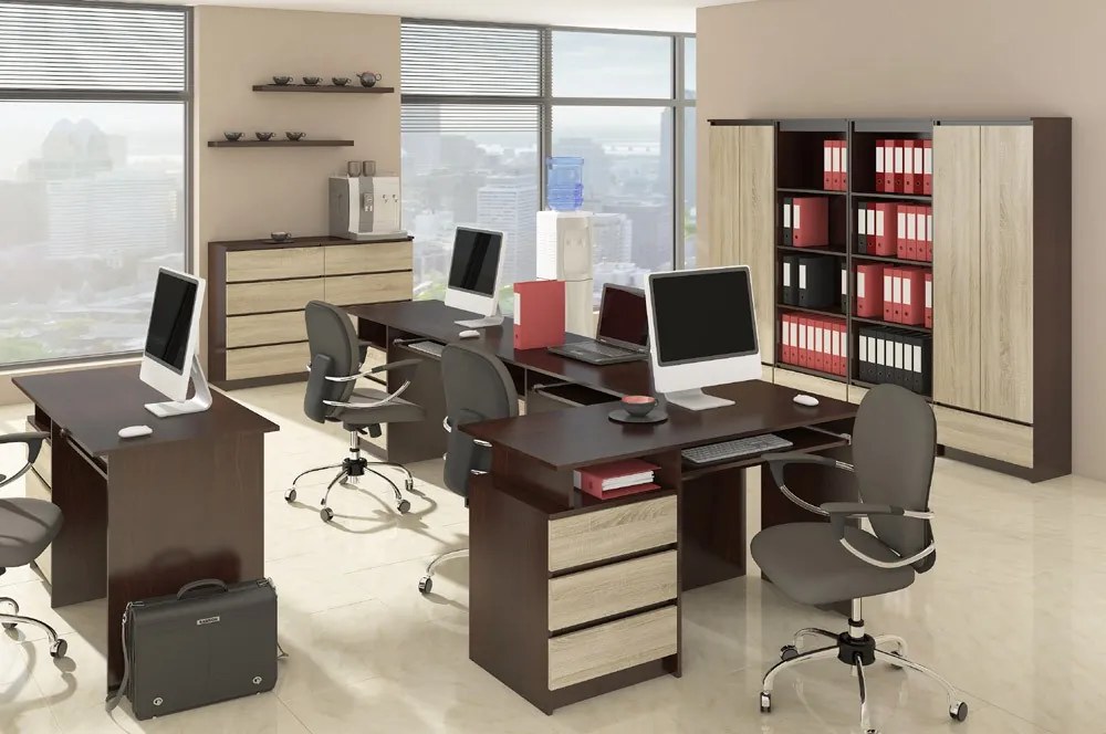 Masă PC Bronte (wenge + Stejar sonoma). 1069692