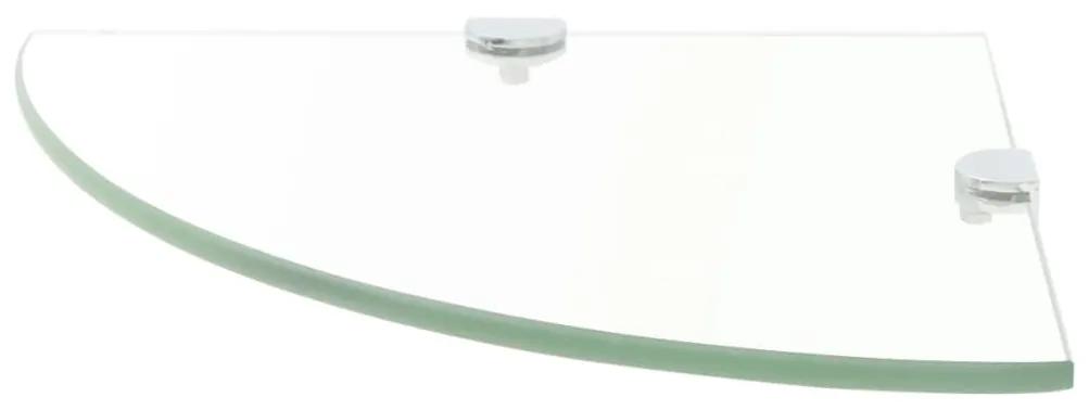 Rafturi de colt cu suporturi crom, 2 buc., 35x35 cm, sticla 2, Transparent, 35 x 35 cm