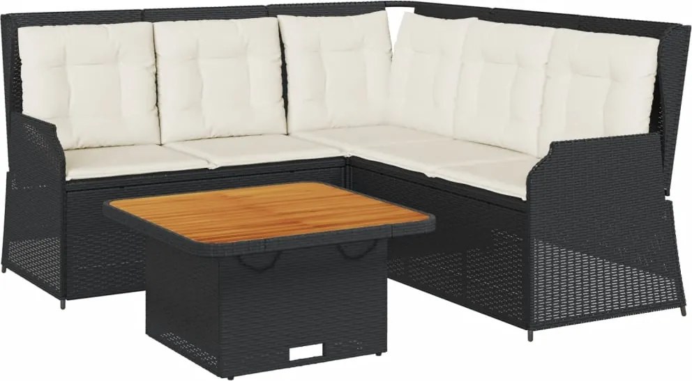 vidaXL Set mobilier relaxare grădină 4 piese cu perne poliratan negru