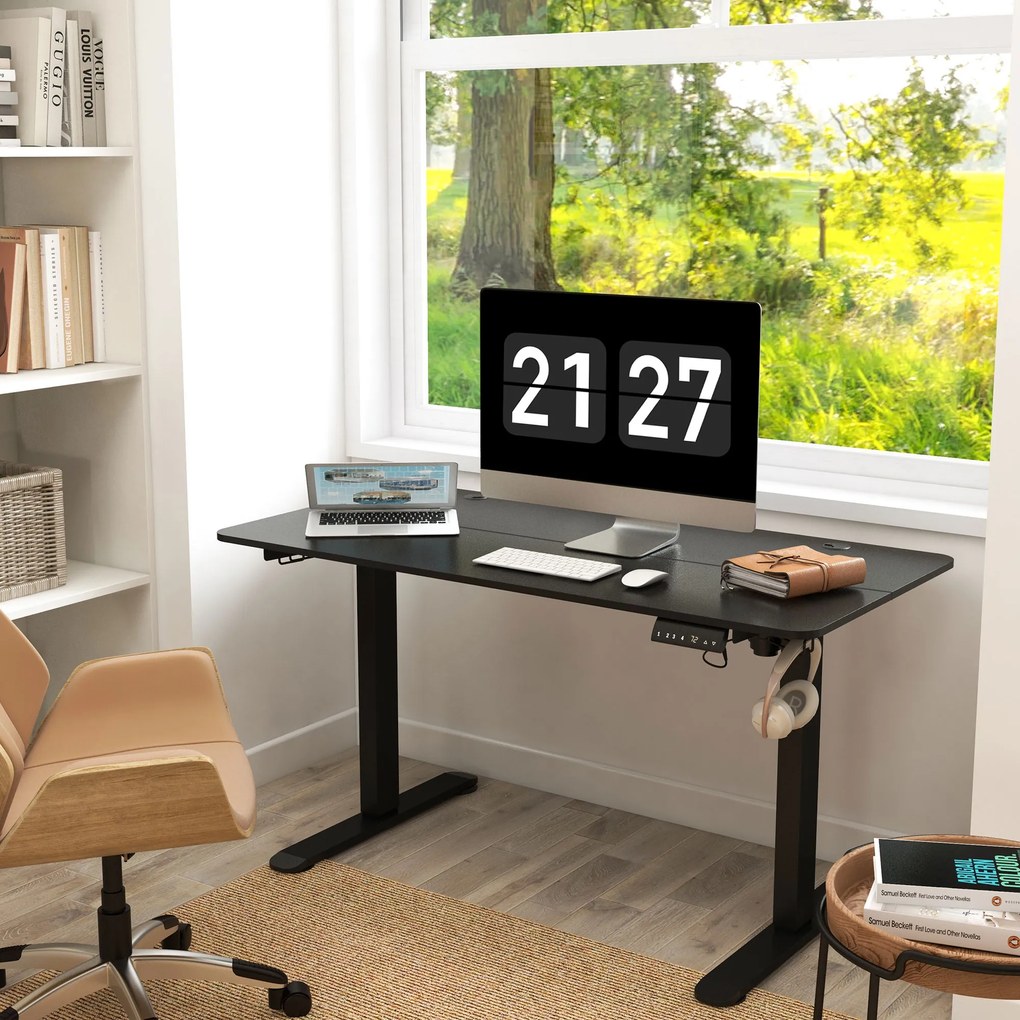 Vinsetto Birou reglabil inaltime 140 cm x 70 cm Birou electric, Negru | Aosom Romania
