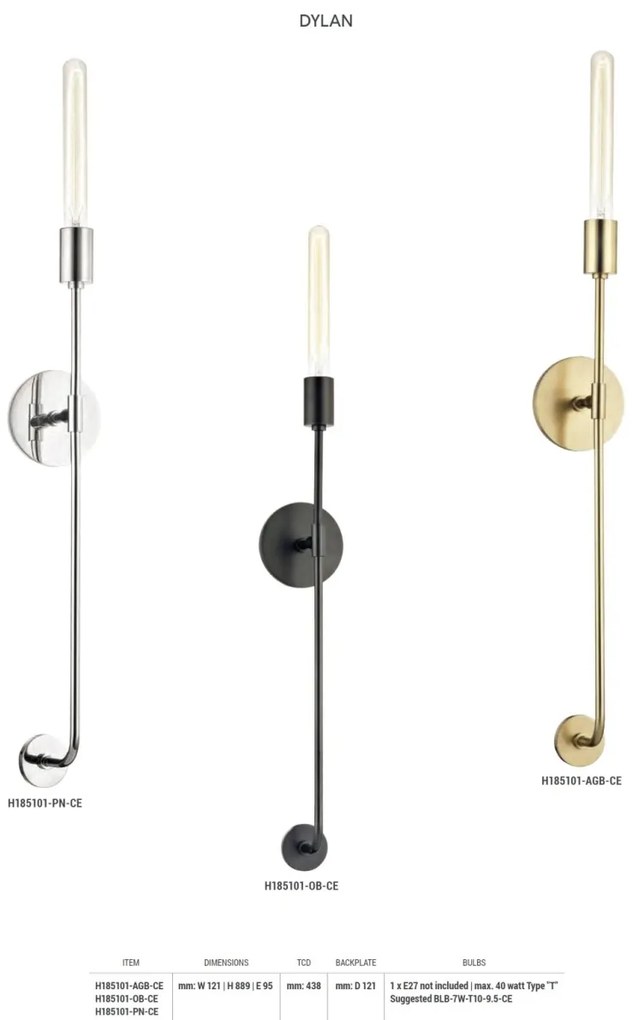 Aplica de perete design minimalist DYLAN nichel lucios