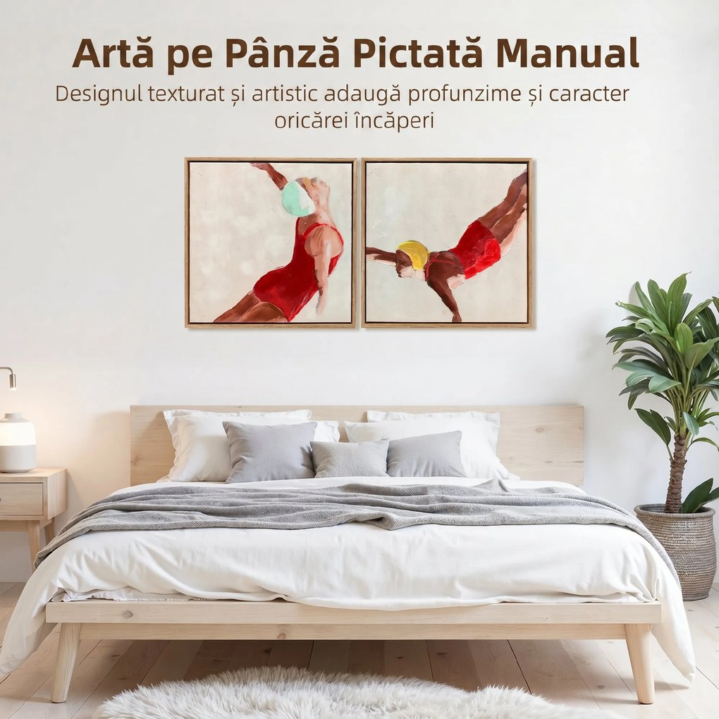 HOMCOM Set de 2 Tablouri pe Pânză, Artă Murală Modernă, Imprimare Artistică de Perete pentru Sufragerie și Salon cu Cârlige Incluse, 40x40 cm | Aosom Romania