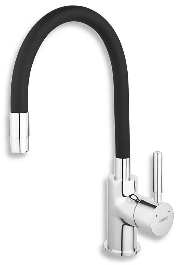 Baterie de chiuvetă cu pipă flexibilă FERRO crom lucios/negru mat