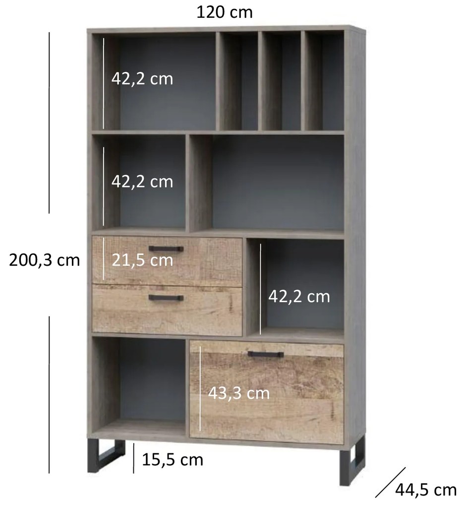 Raft Bennie 1D2S (gri + Stejar nisipiu). 1052759