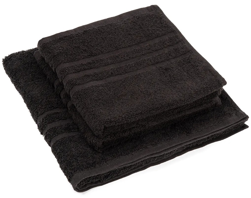 Set de prosoape Classic negru, 2 buc. 50 x 100 cm, 1 buc. 70 x 140 cm, 2 bucăți 50 x 100 cm, 1 bucăți 70 x 140 cm