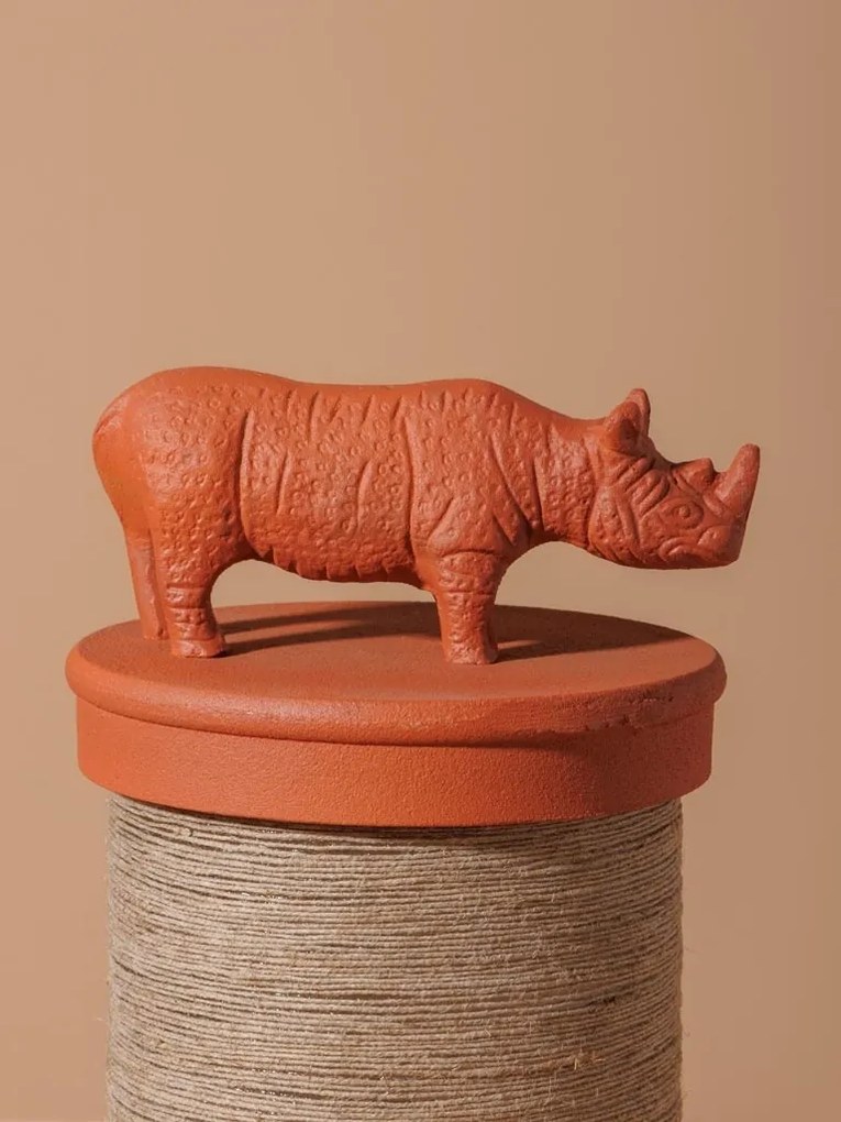 Cutie decorativa, din sticla si rasina, Rhinoceros