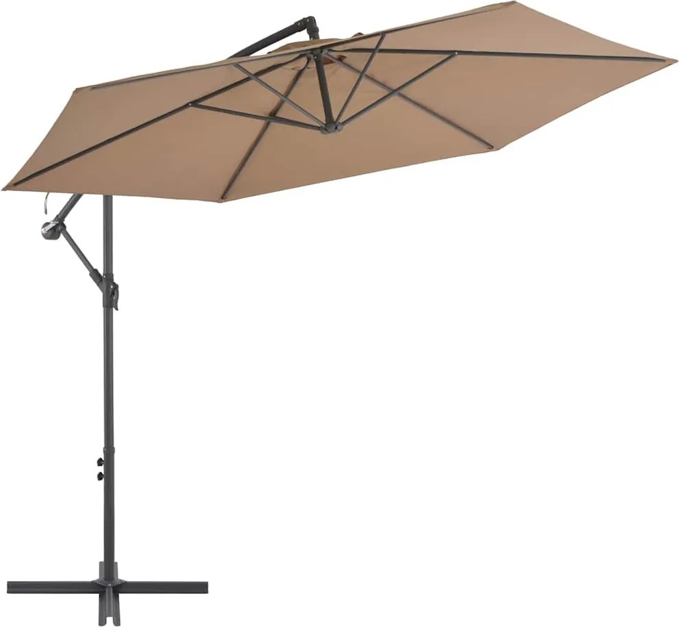 vidaXL Umbrelă consolă de grădină cu stâlp din aluminiu, taupe, 300 cm