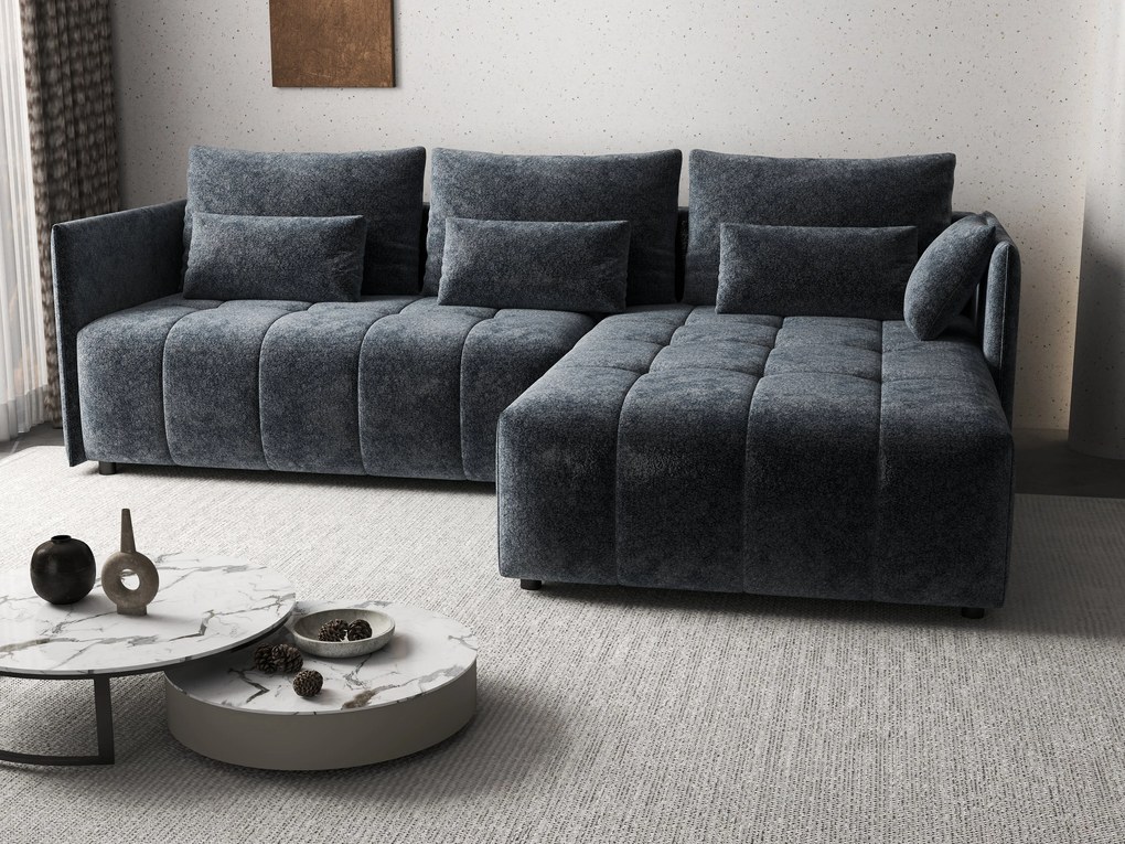 Colțar extensibil dumonde cu ladă de depozitare si sezut confortabil din spuma high-density, Malta Euphoria Grafit II 235x185 cm