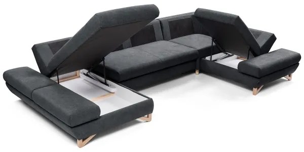 Colțar extensibil tapițat cu spațiu de depozitare, în formă de U AVESTA, antracit