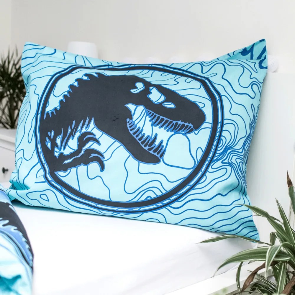 Jurassic World Dinosaur Tracker Set de Lenjerie de Pat Fosforescent 140×200 cm, 70x90 cm