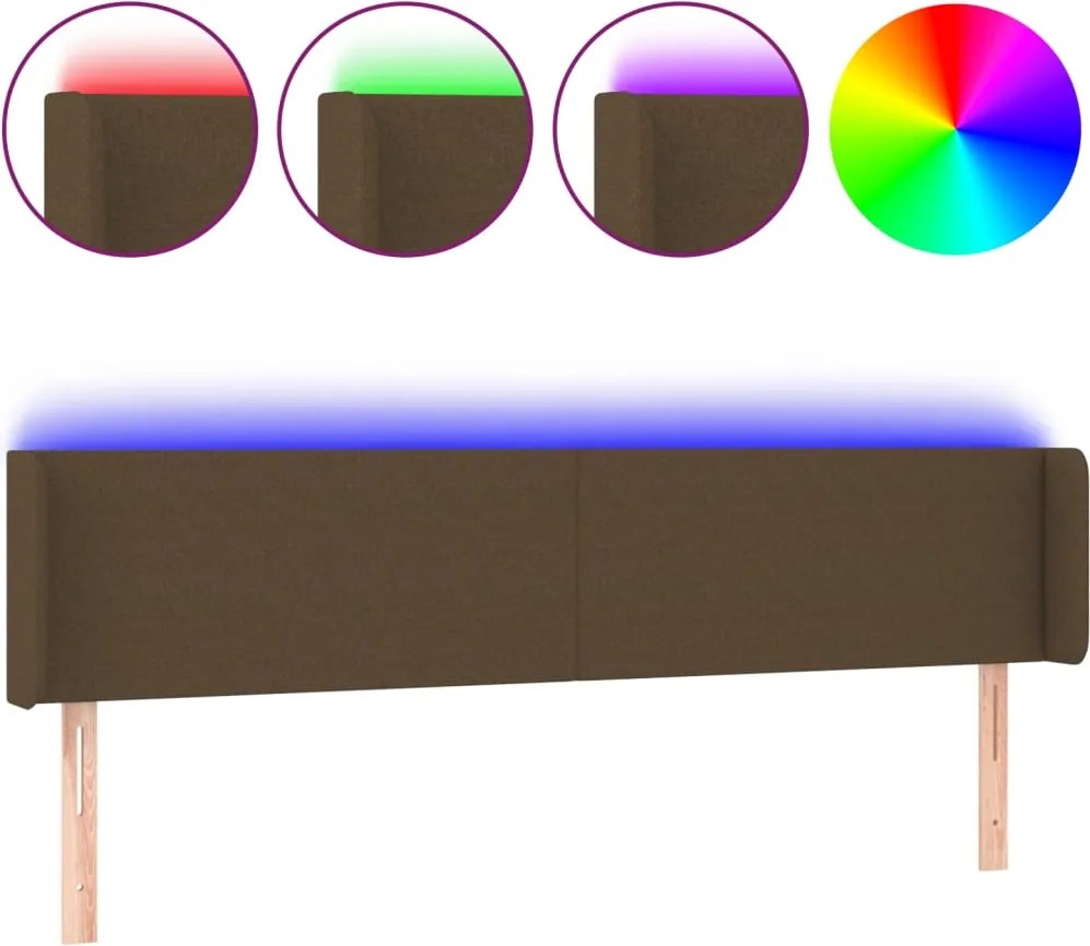 vidaXL Tăblie de pat cu LED, maro închis, 183x16x78/88 cm, textil