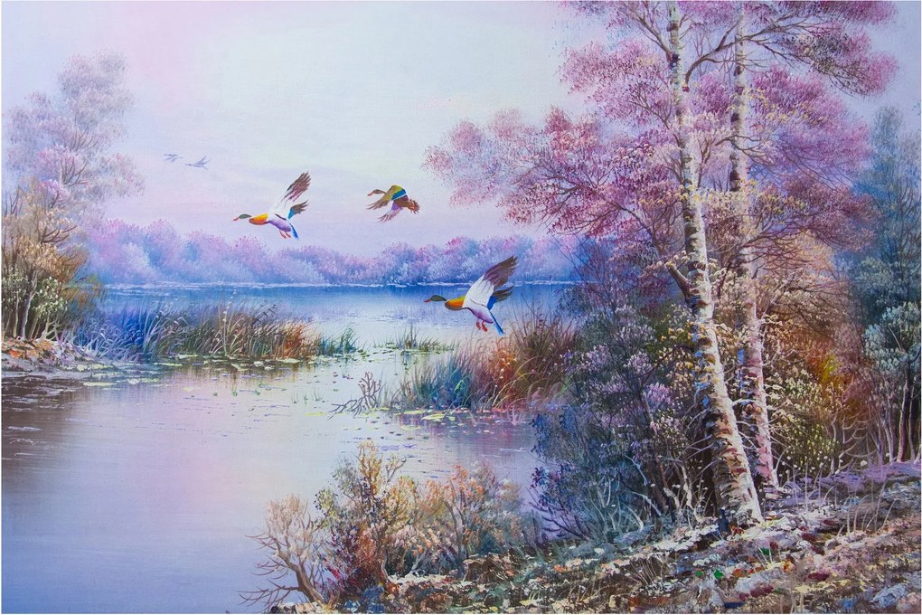 Tablou - Sosirea toamnei, pictură în ulei (90x60 cm)